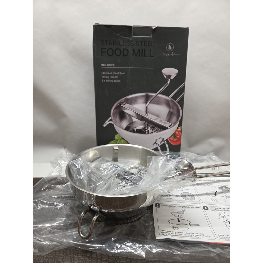 Hungry Artisa Food Mill Stainless Steel with 3 Grinding Discs - Rotary